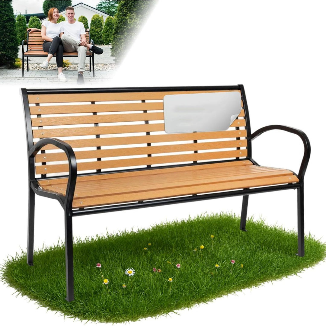 strend pro gartenbank 120x42x82 metall kunststoff wetterfest sitzbank 2-sitzer parkbank fuer garten terrasse balkon outdoor sitzmoebel stabil pflegeleicht rostfrei gartenmoebel bank