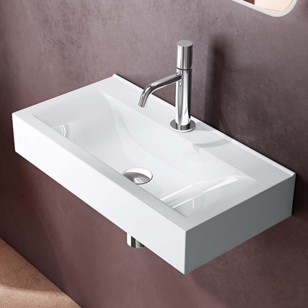 doporro bruessel118g rechteckiges keramikwaschbecken 615 cm weiss keramik nano-versiegelungabperl-effekt din-anschluesse einfache montage bruessel118