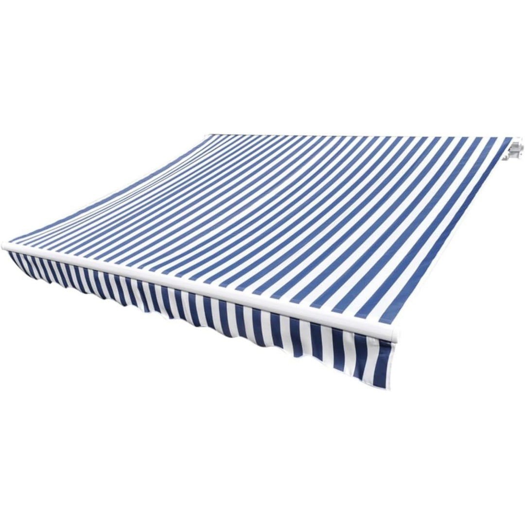 gecheer markisenbespannung markisenstoff markise mit volant markisen ersatzstoff wasserdicht sonnenschutz markisentuch markisenzubehoer canvas blau weiss 450x300 cm ohne rahmen 143700