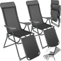 2er set alu sonnenliege liegestuhl gartenstuehle 5-fach verstellbare rueckenlehne gartenliege mit fussteil leicht klappbar relaxsessel mit kopfpolster camping garten balkon - anthrazit