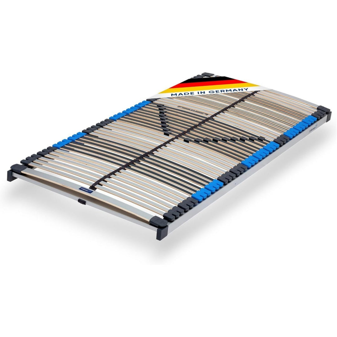 cubesleep 7-zonen lattenrost pure starr 44 leisten 90x200 cm nicht verstellbar fertig montiert 9-fache haerte-regulierung gs zertifiziert gepruefte sicherheit