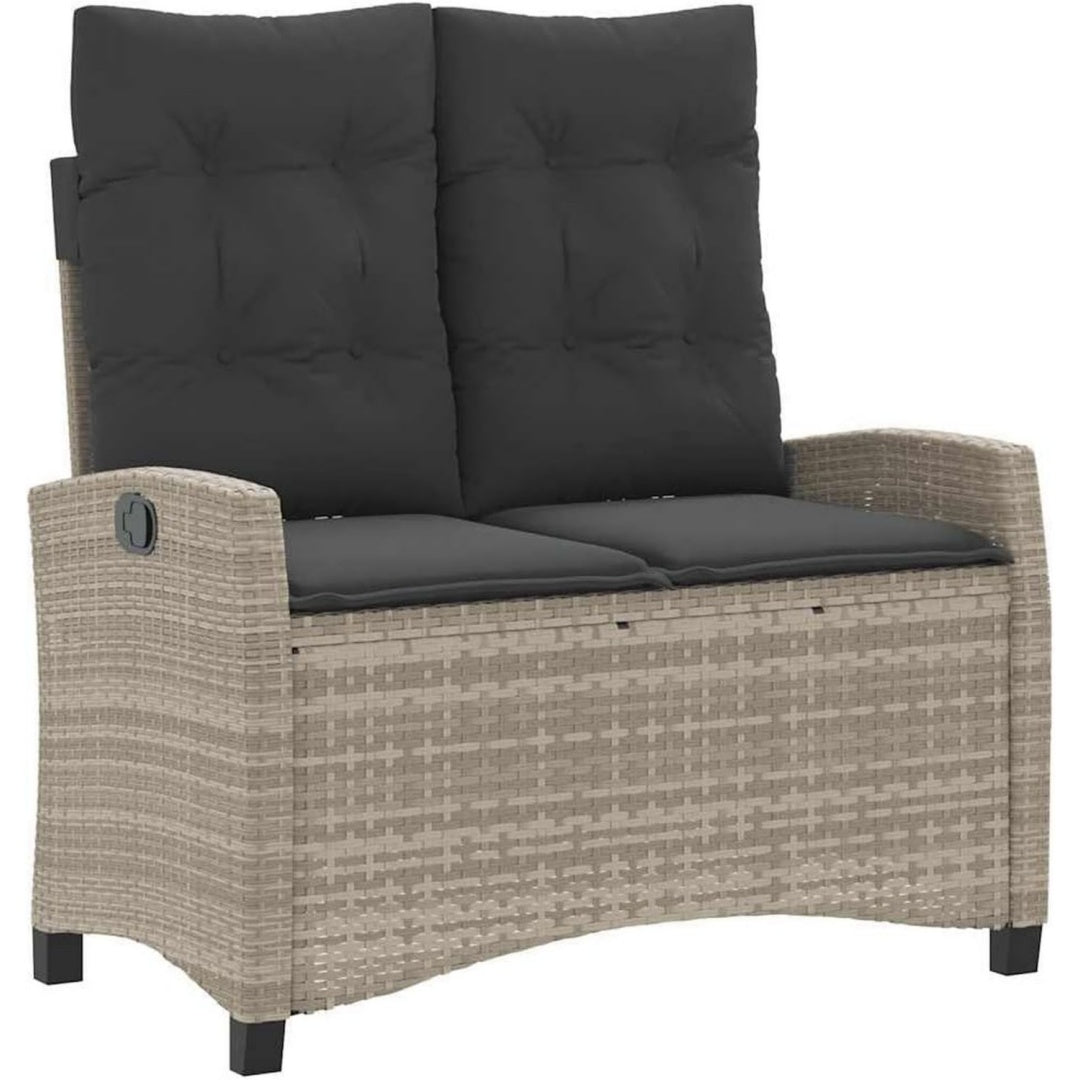 gartenbank verstellbar mit kissen hellgrau poly rattan