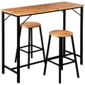 kesper bar-set 3-teilig bestehend aus bartisch und 2x barhocker - metall schwarz - holzplatte - kuechenbar