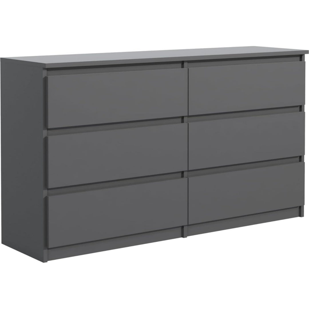 meble masztalerz kommode 120 6 schublade anthrazit kommodenschrank 120x78 5x39 cm moderne schubladenschrank sideboard fuer wohnzimmer flur schlafzimmer