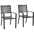 phi villa metall gartenstuhl draussen terrasse gartenstuehle stapelbare stuehle fuer esszimmer-set 2 pack schwarz robuster stahlrahmen rostbestaendig e-beschichtet gartensessel mit armlehnen 136 kg tragkraft platzsparend stapelbar