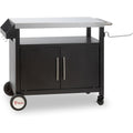 grill-toro grillwagen 1035 x 59 x 81 cm silberschwarz grilltisch mit grosser arbeitsflaeche grill beistelltisch outdoor grill trolley grilltisch outdoor servierwagen outdoor garten trolley