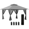 outsunny pavillon 4x4m stabil winterfest pop-up gartenpavillon dunkelgrau doppeldach ultraviolett schutz 50 partyzelt gartenzelt 4 seitenteilen tasche sandsaecke camping garten festival