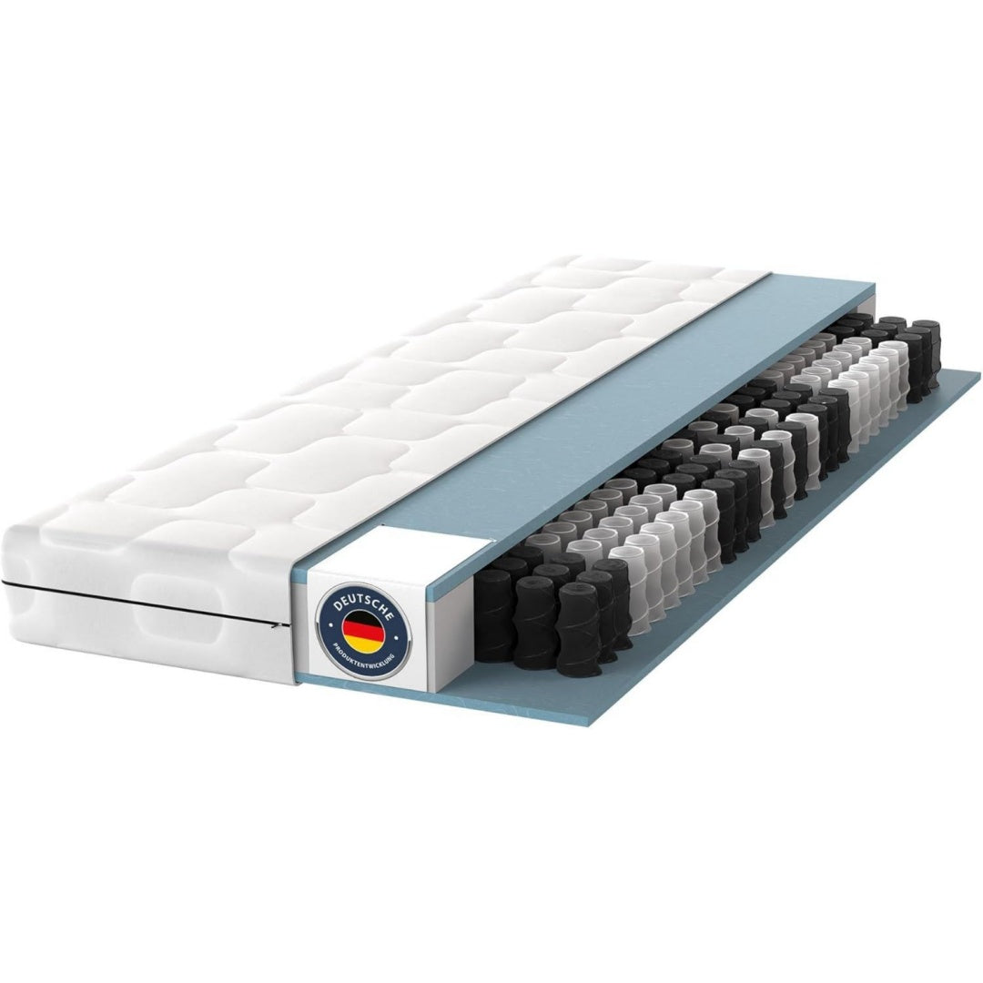 bmm taschenfederkernmatratze ortho medic 140x200 cm h4 21 cm 7-zonen punktelastischer taschenfederkern mit 7 liegezonen passt sich ihrem koerper an und foerdert eine natuerliche liegeposition