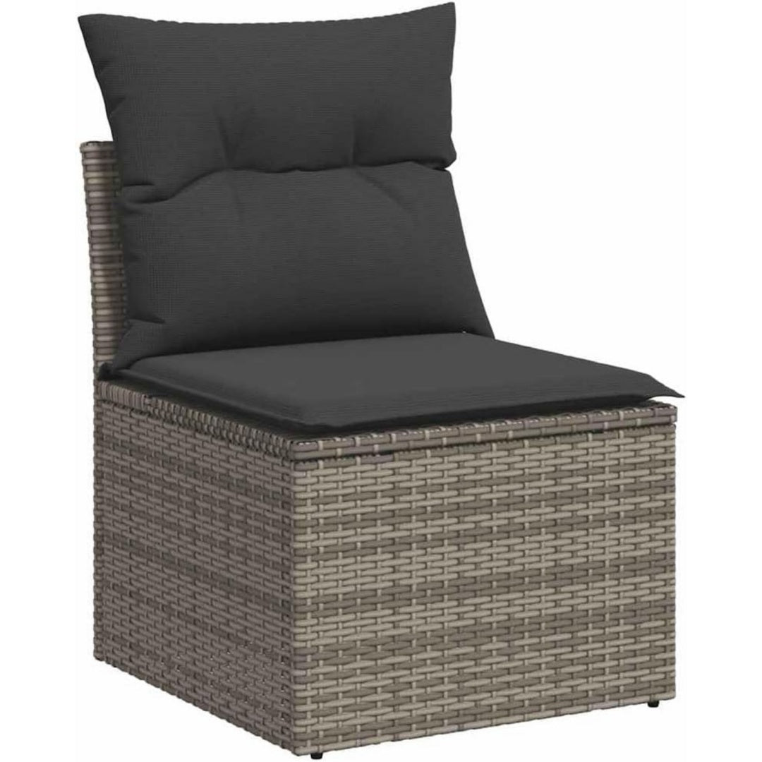 gartensessel ohne armlehnen mit kissen grau poly rattan