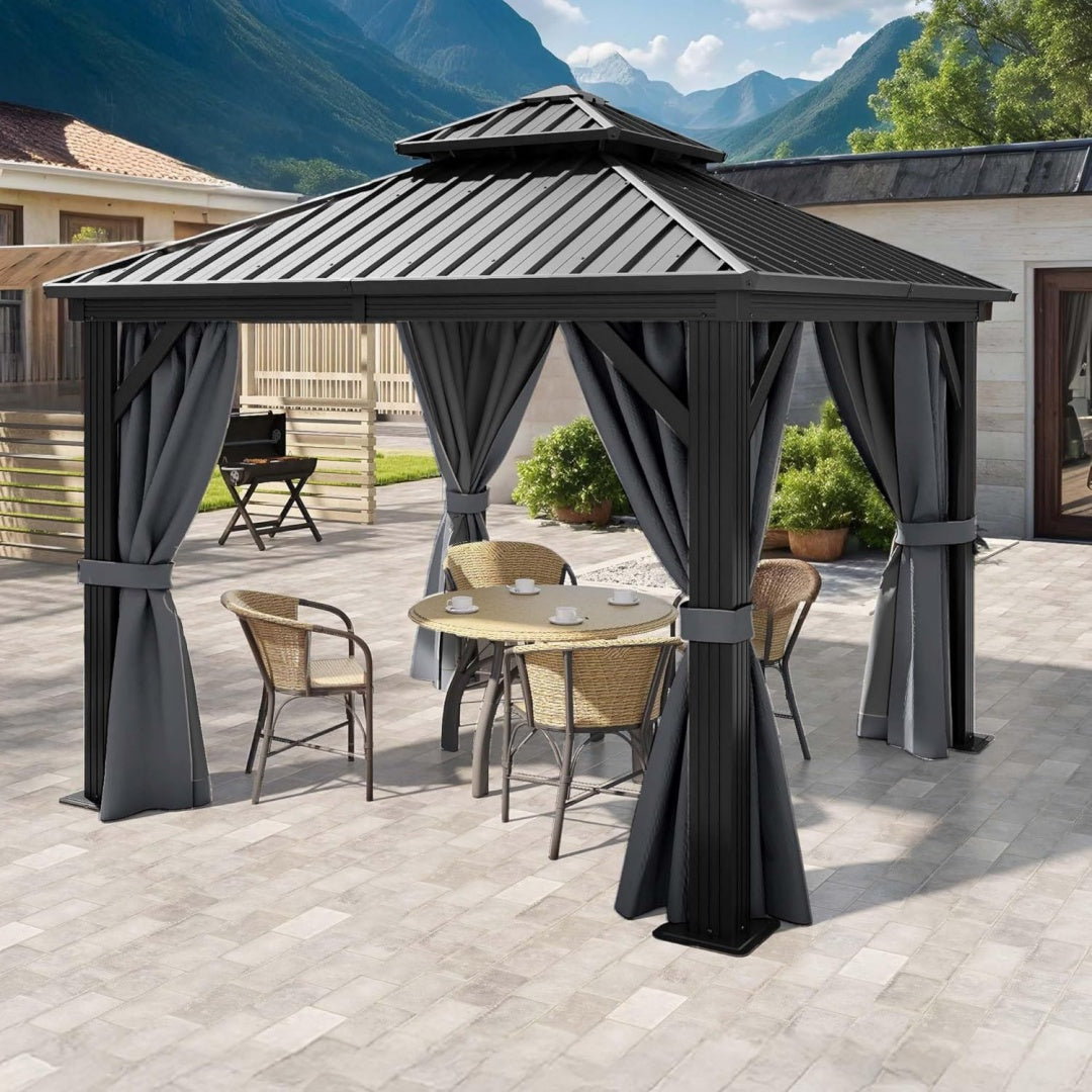 pavillon 3x3wasserdicht stabil winterfest gazebo with double roof hardtop aluminium frame with shaded net curtaingarden tent for backyard
