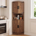 bonvache kuechenschrank hoch eckschrank badezimmerschrank schmal eckregal mit 4 tueren und 5 ablageflaechen 165cm aufbewahrungsschrank holz hochschrank fuer kueche wohnzimmer esszimmerlicht walnuss